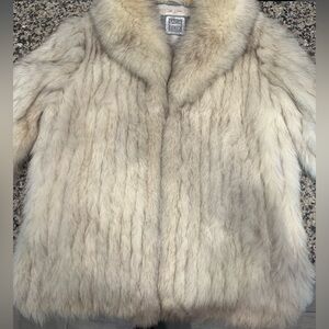 Saga Furs Cream authentic fox, Teddy Jacket Plush Collar